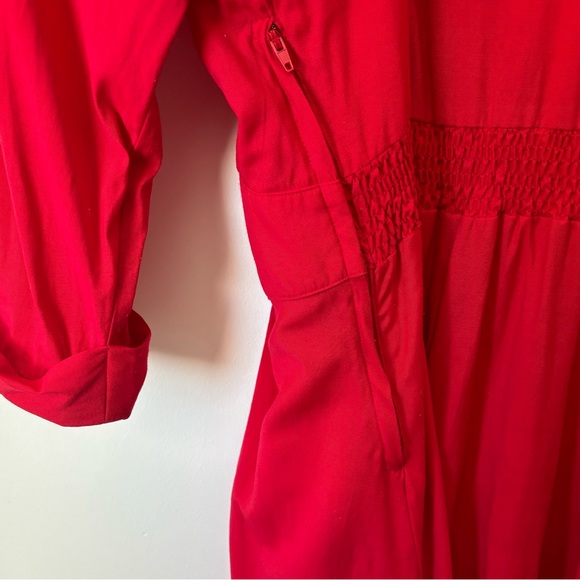 Vintage Caroline Wells Red Ruffle V-neck Dress - Picture 6 of 11